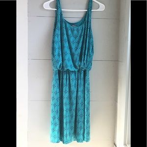 Turquoise geometric print dress